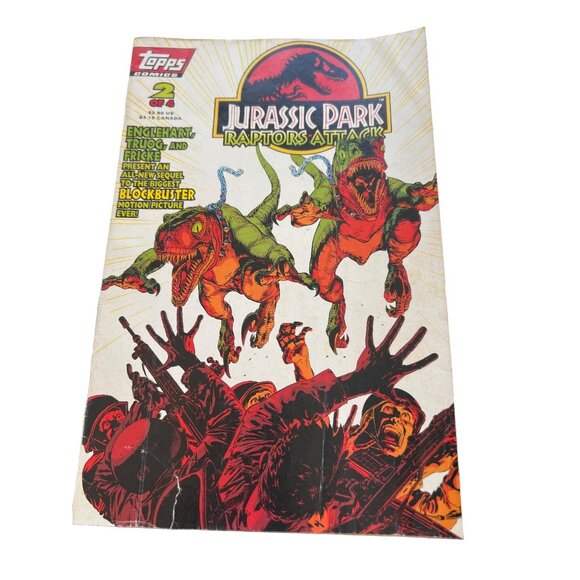 Vintage 1994 Jurassic Park Raptors Attack Topps Comic Book Dinosaurs - Picture 1 of 4